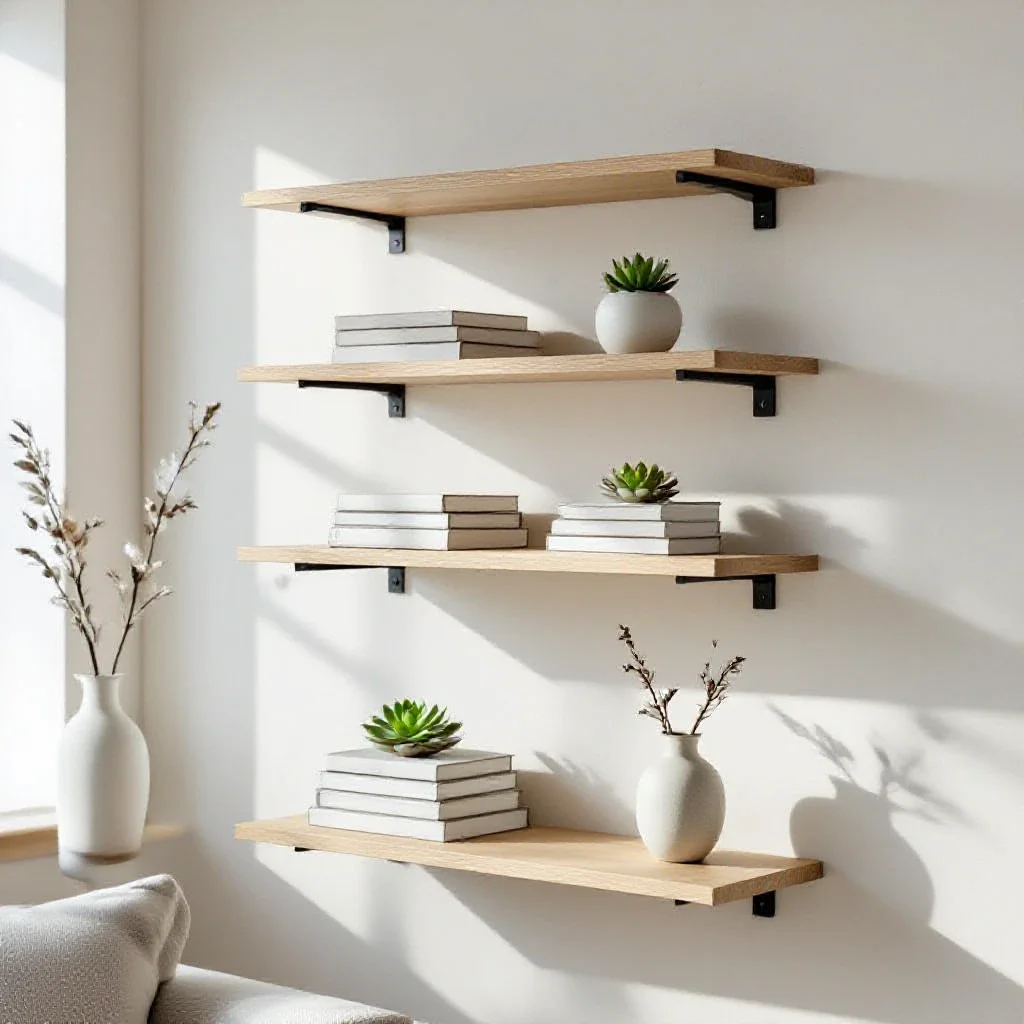 etagere murale scandinave bois metal minimaliste rangement