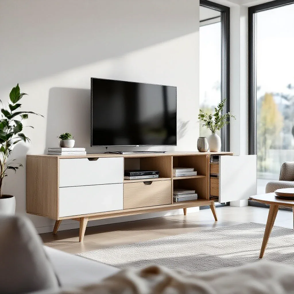 Meuble TV Scandinave Blanc Chêne : Top 5 2026