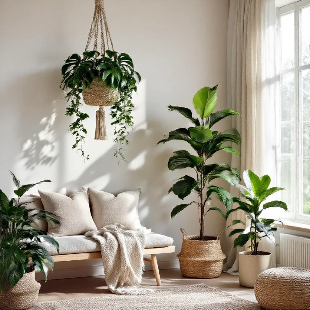 plante verte deco scandinave monstera ficus caoutchouc