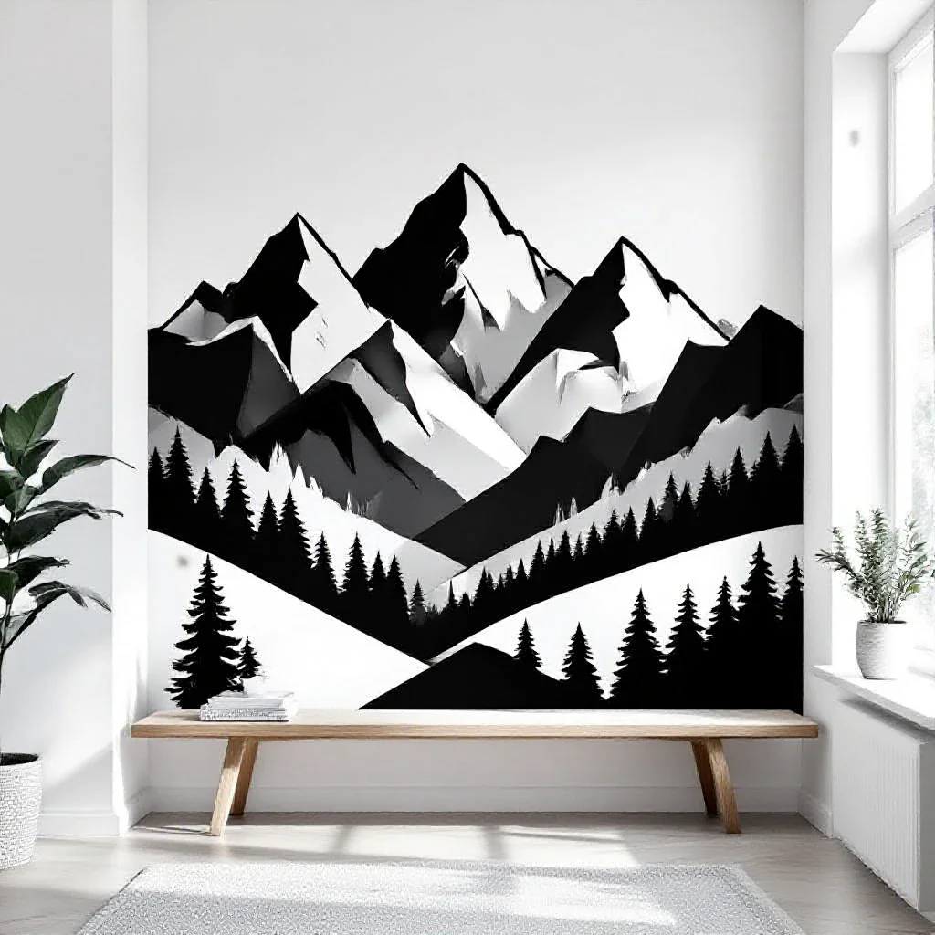 Top 5 Stickers Muraux Scandinaves Montagne Noir Blanc