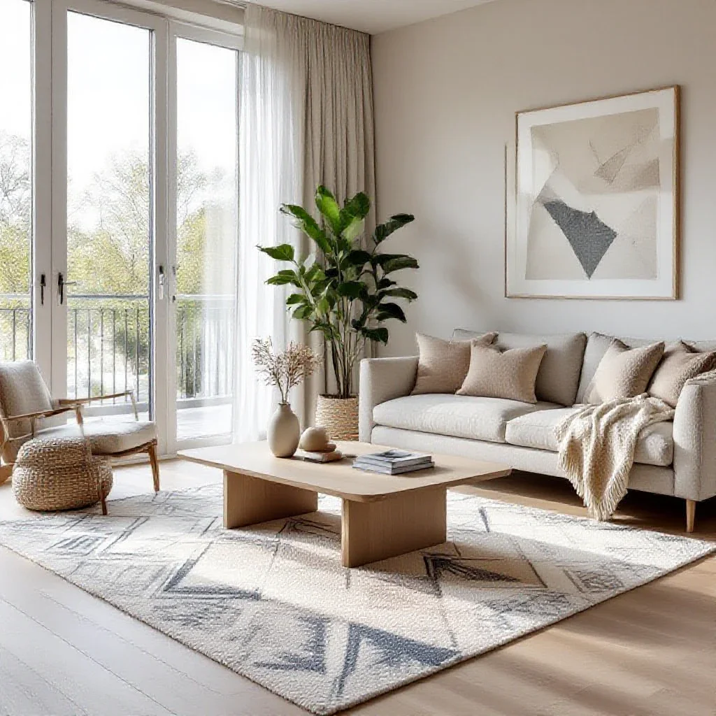 tapis scandinave geometrique motif laine coton authentique