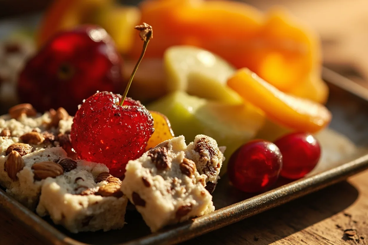 Fruits confits colorés et nougat aux amandes de Provence