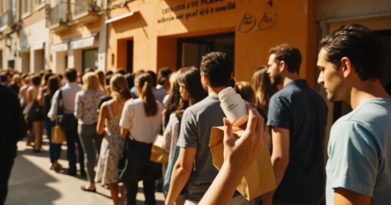 Place Philippe-de-Cabassole, 300 curieux ont attendu l’ouverture d’Aroma-Zone