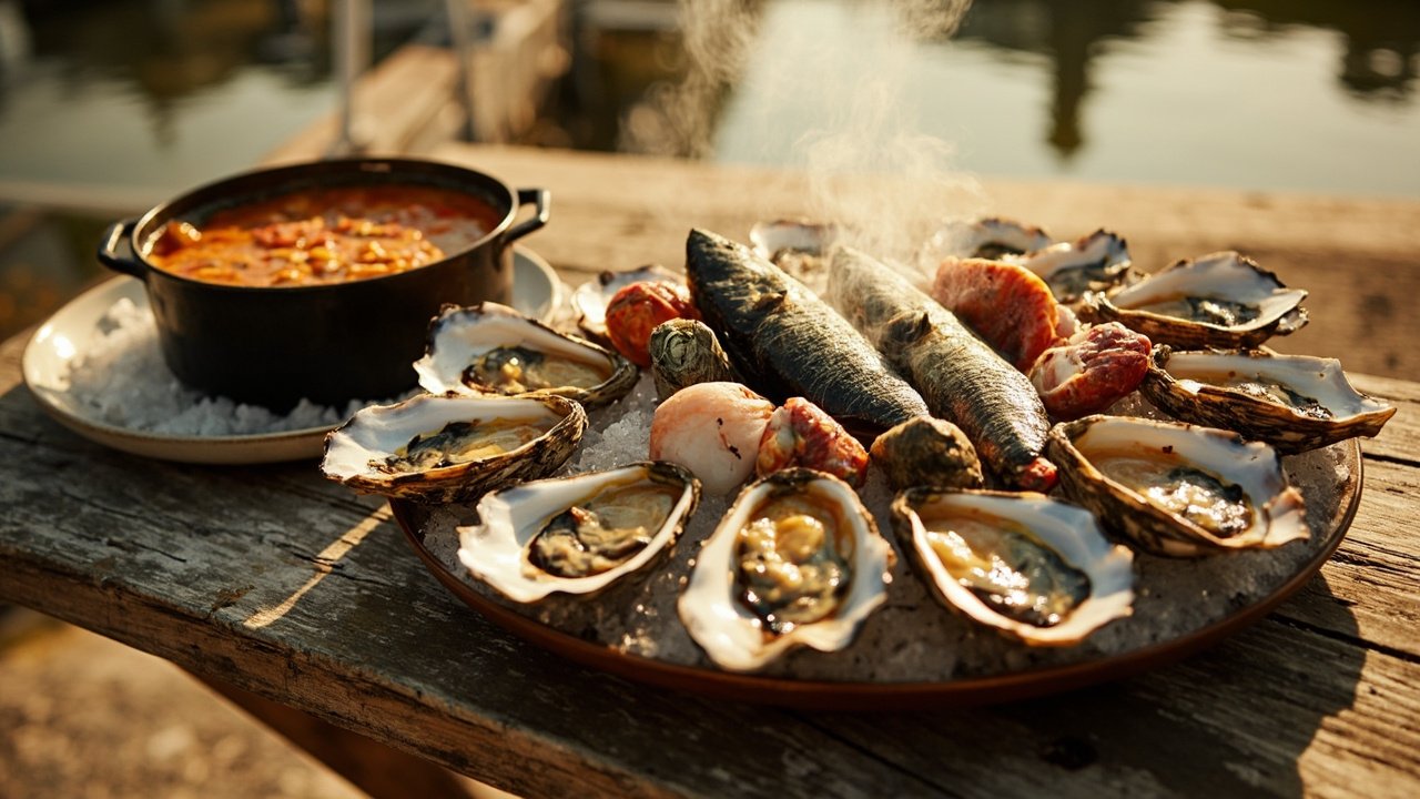 Plateau de fruits de mer et bouillabaisse provencale a Avignon