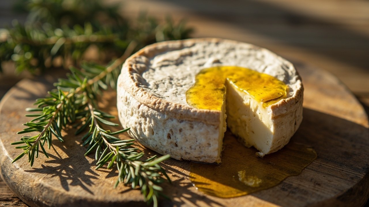 Picodon AOP, petit fromage de chèvre sec de Provence sur planche en bois
