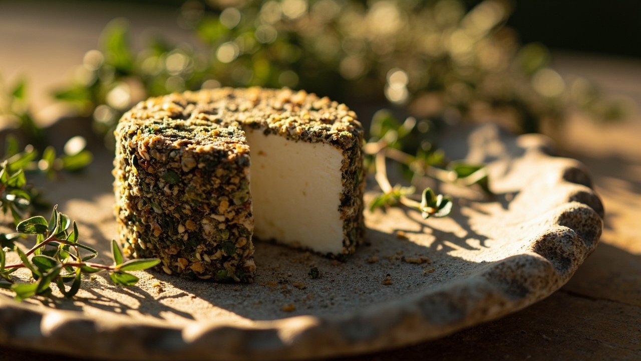 Poivre dane pebre dai, fromage de chevre provencal enrobe de sarriette et herbes