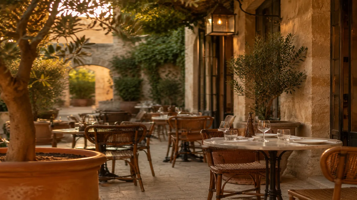 Terrasse provençale à Avignon en fin de journée